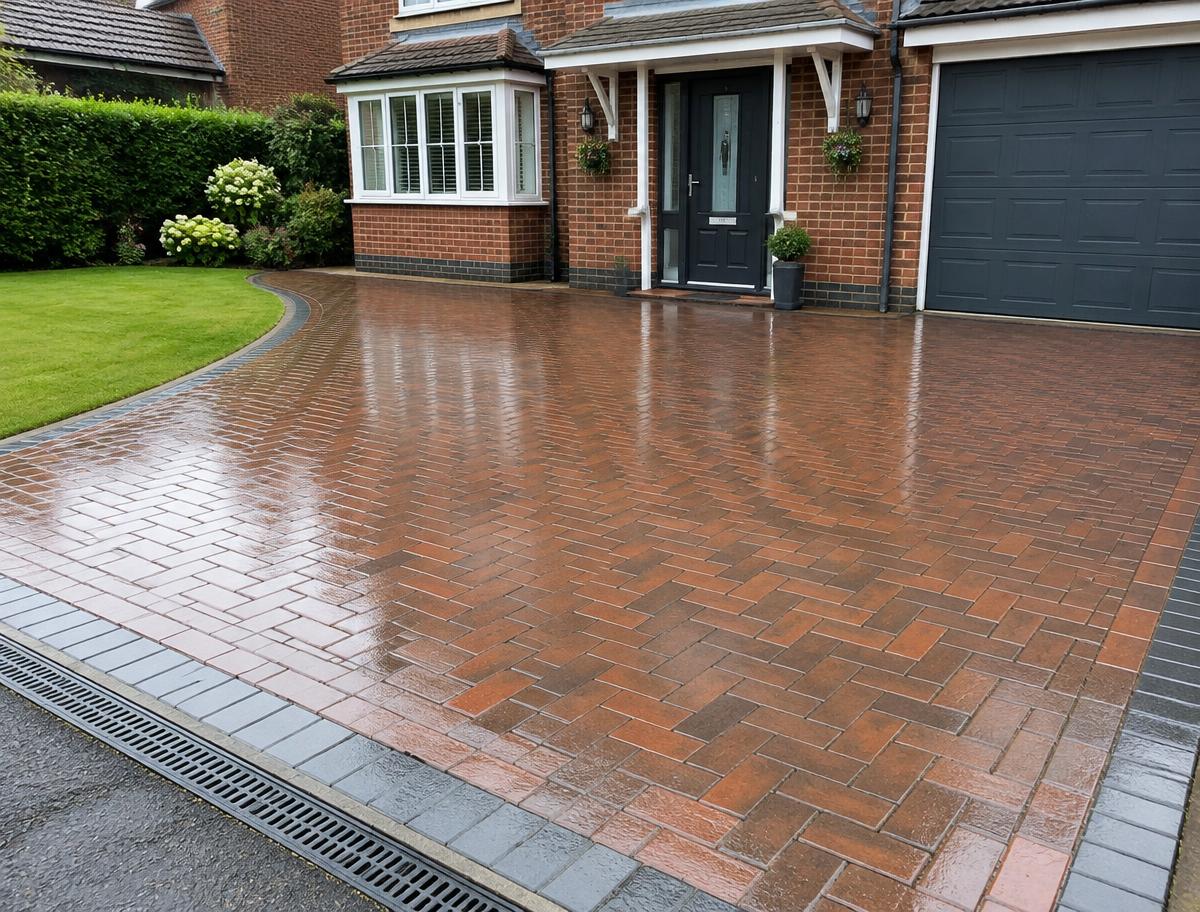 Cleaned and sealed block paving driveway