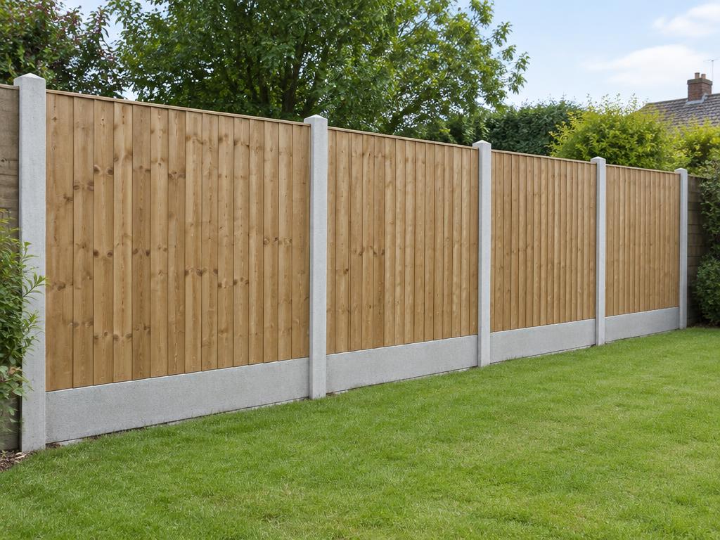 Example of timber panels with concrete posts and gravel boards