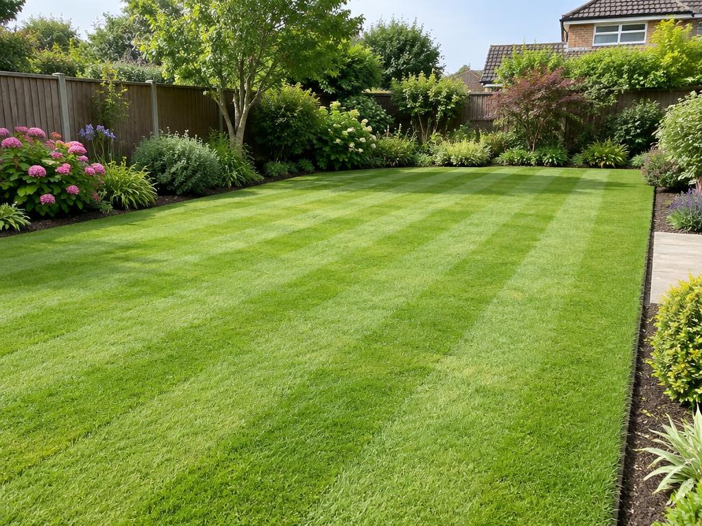 Example of a freshly mown garden lawn