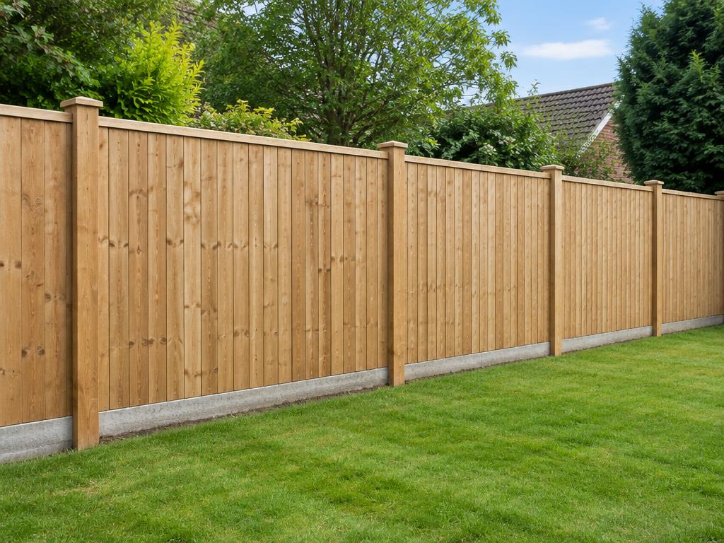 New horizontal timber fence in a back garden